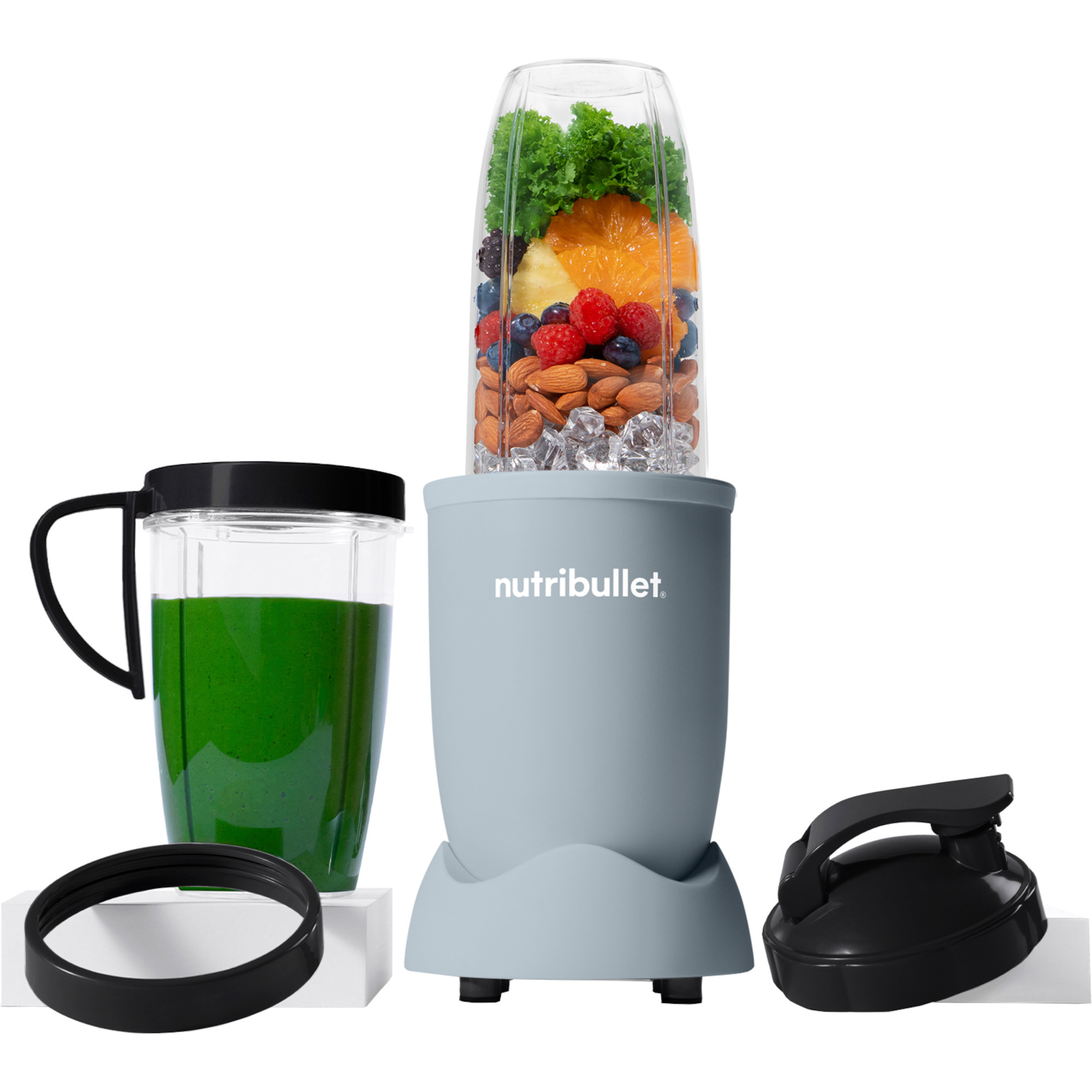 Blender Nutribullet Pro Mineral NB907MASL, 900 W, 710/946 ml, Capac To-Go, Albastru ardezie mat