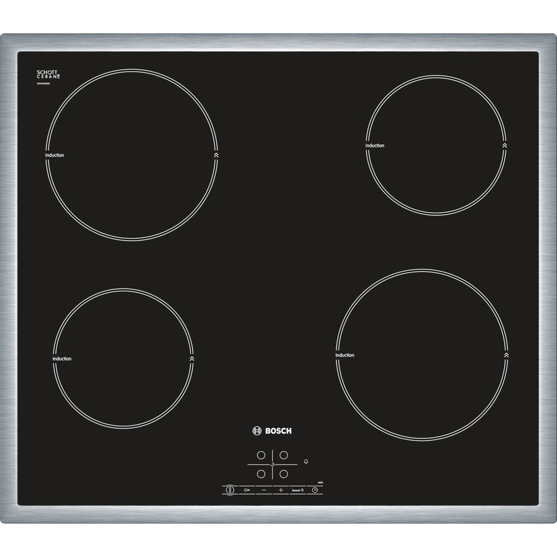 Plita incorporabila Bosch PIA645B68E, Inductie, 4 zone de gatit