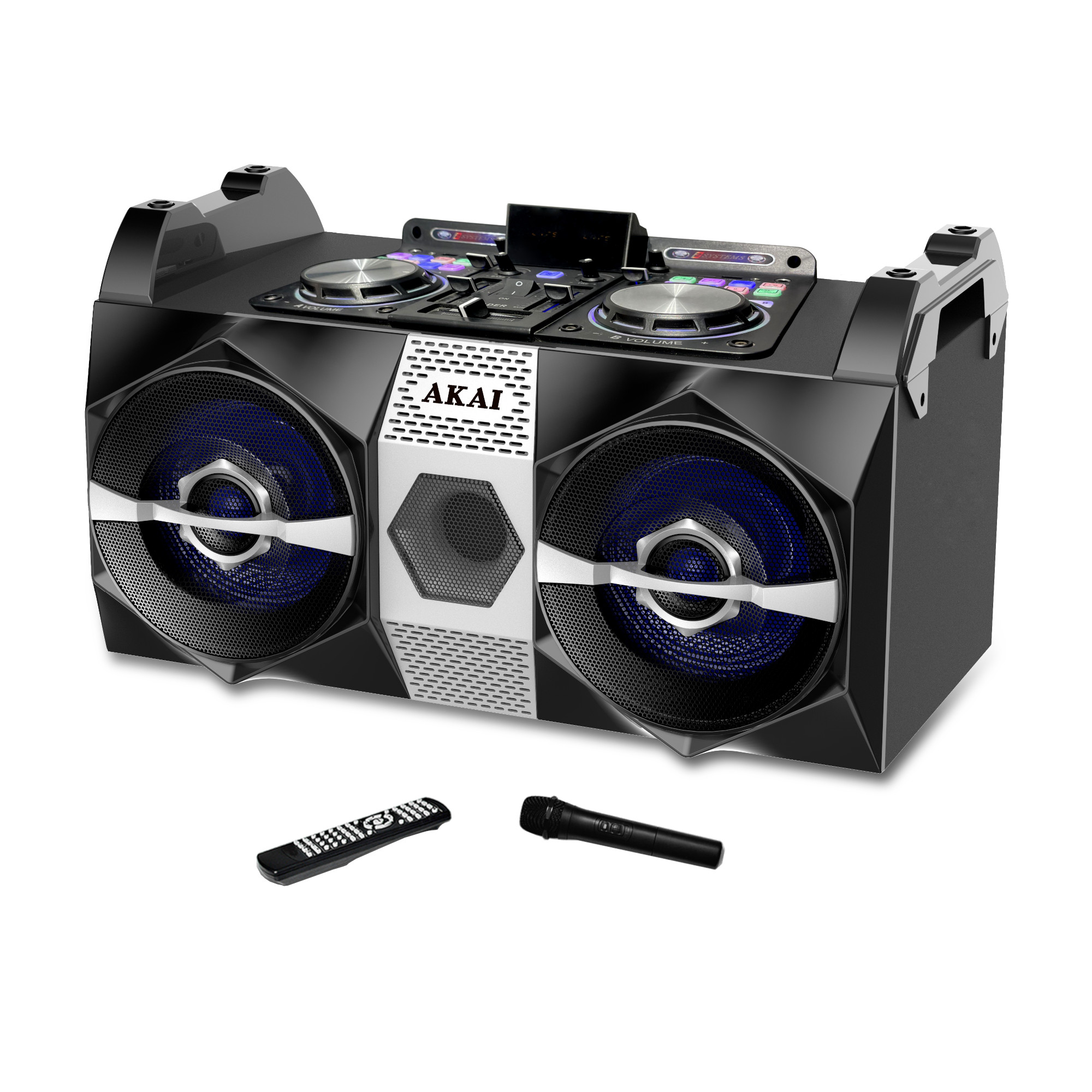 Boxa Activa Portabila Akai DJ-S1HB, 120W, Bluetooth, Microfon, Negru