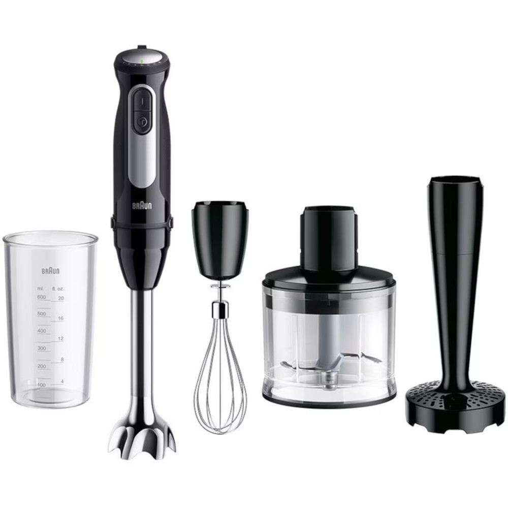 Mixer vertical Braun MultiQuick 5 Pro Hand MQ 55307 M, 1000 W, 25 de viteze + turbo boost, Negru