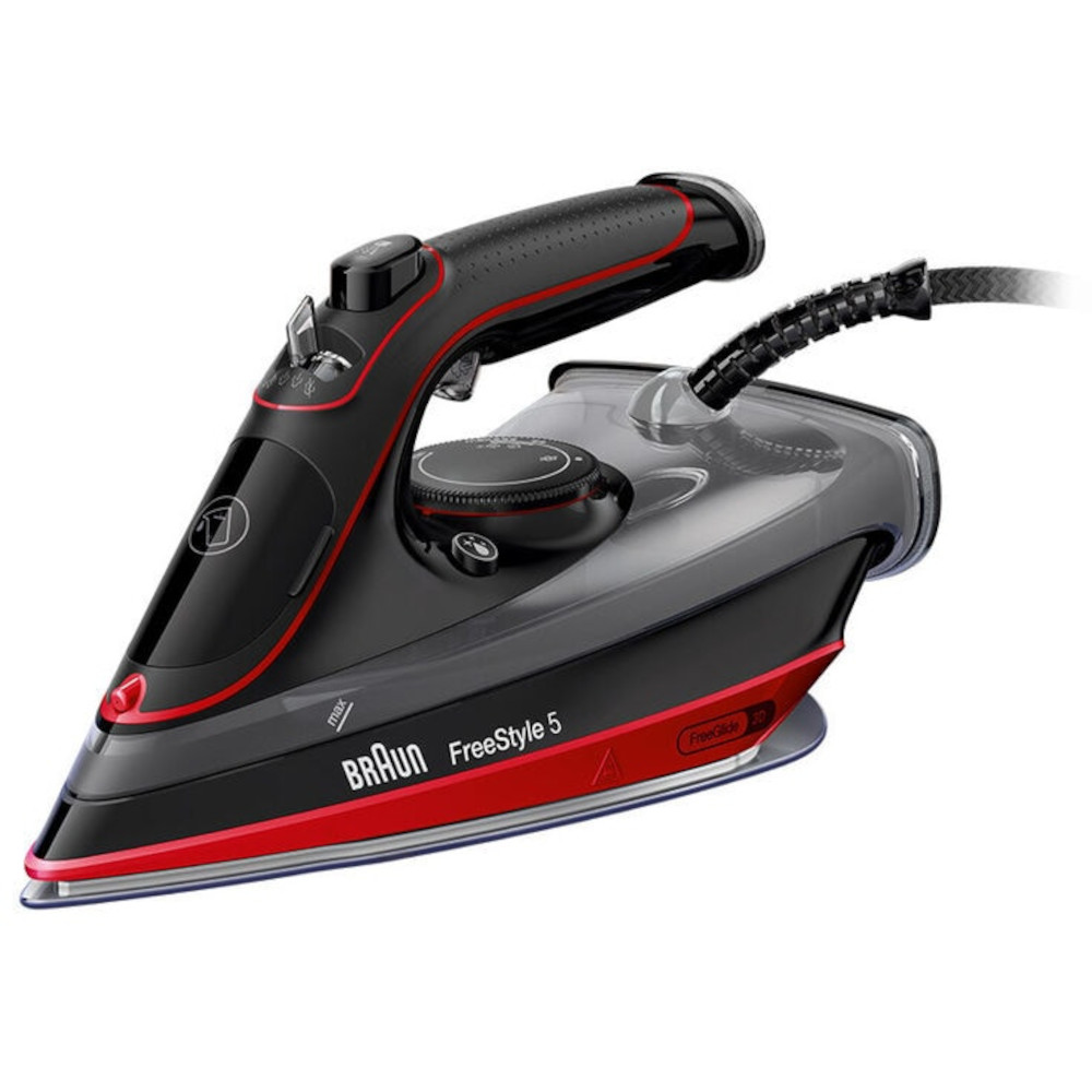 Fier de calcat Braun FreeStyle 5 Steam Iron SI 5057, 2700 W, 300 ml, Negru/Rosu