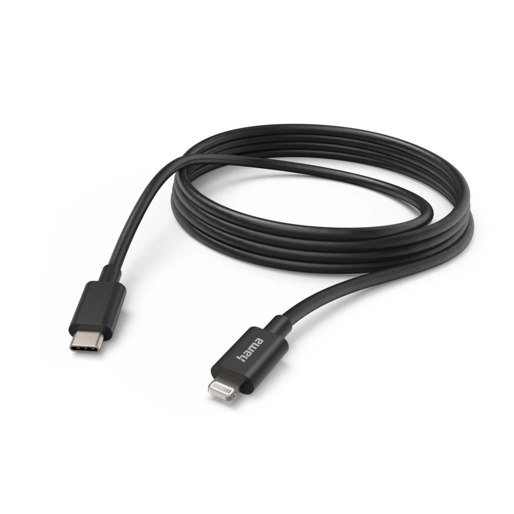 Cablu incarcare Hama 201599, USB-C - Lightning, 3m, Negru