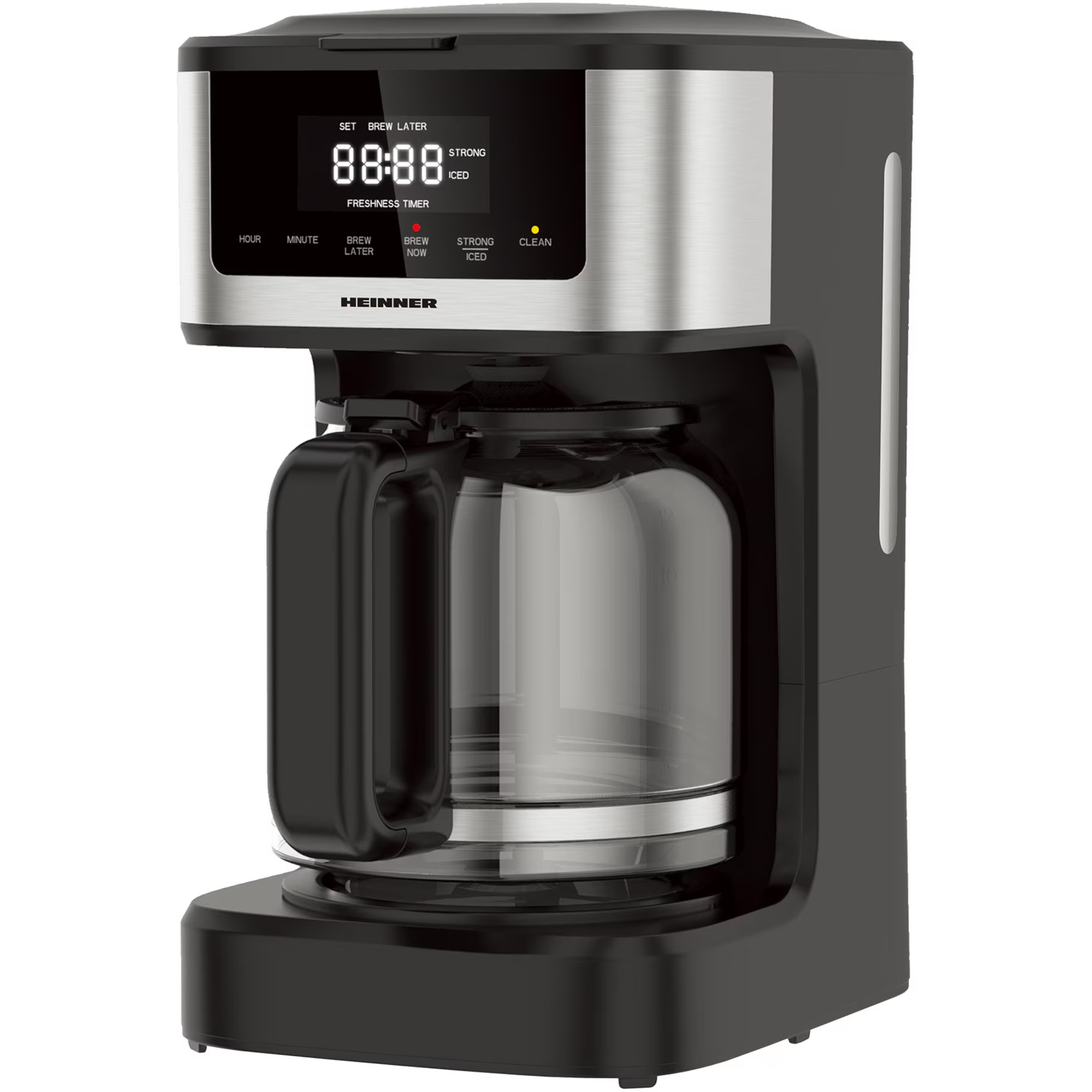 Cafetiera digitala Heinner HCM-DD900BKSS, 900 W, 1.8 l, Anti-picurare, Mentinere cald, Negru/Argintiu