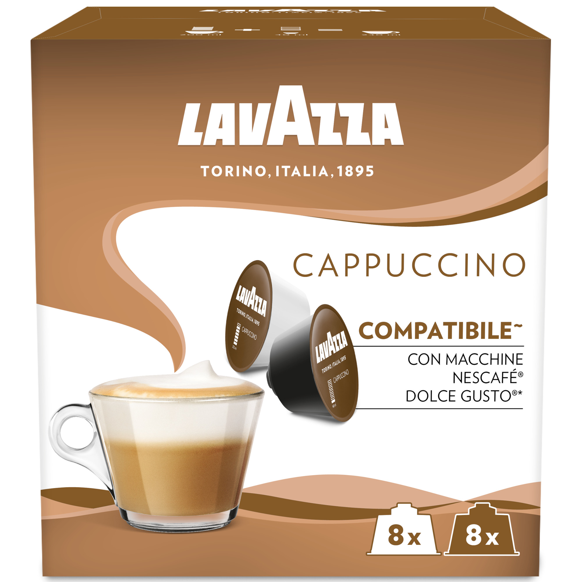 Capsule cafea Lavazza Cappucinno, Compatibile Dolce Gusto, 16 capsule