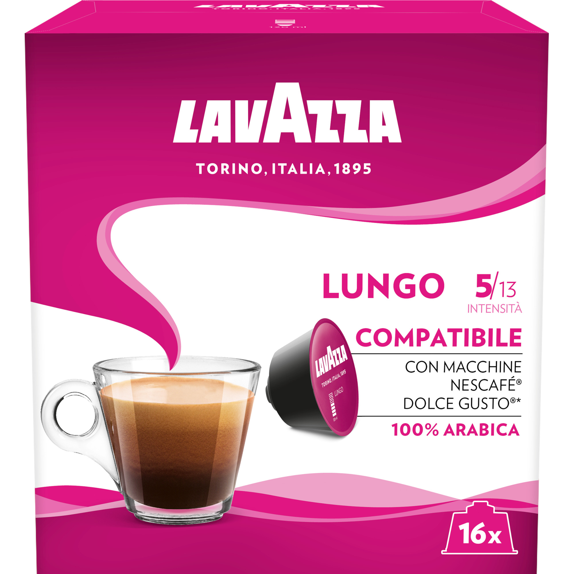 Capsule cafea Lavazza Lungo, Compatibilitate Dolce Gusto, 16 capsule