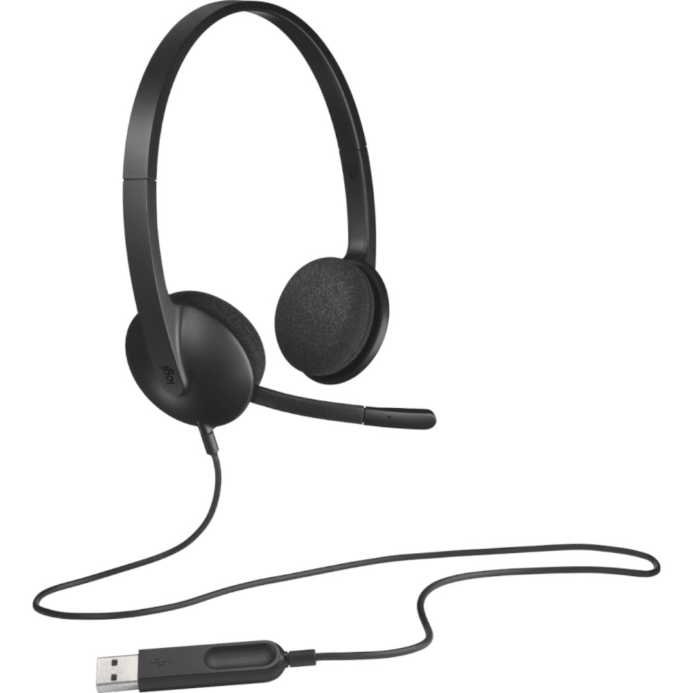 Casti PC On-Ear Logitech H340, USB, Negru