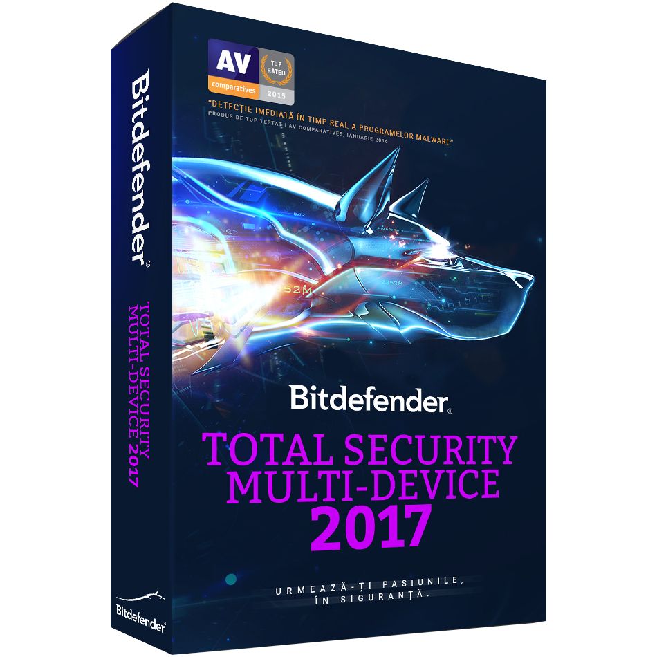 Antivirus Bitdefender Total Security Multi-Device, 2017, 1 an, 5 device-uri