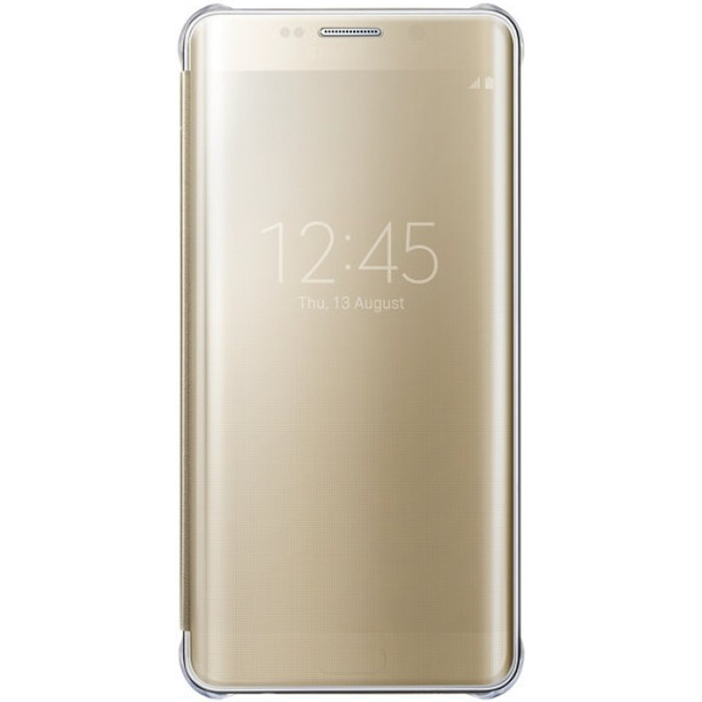 Husa Clear View Cover Samsung pentru Samsung S6 Edge Plus, Auriu