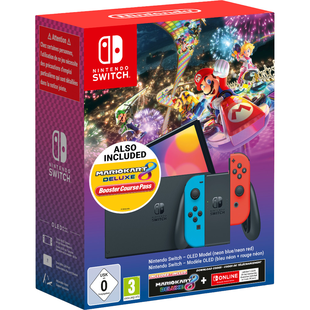 Consola Nintendo Switch Oled, Negru + Booster Pass Bundle