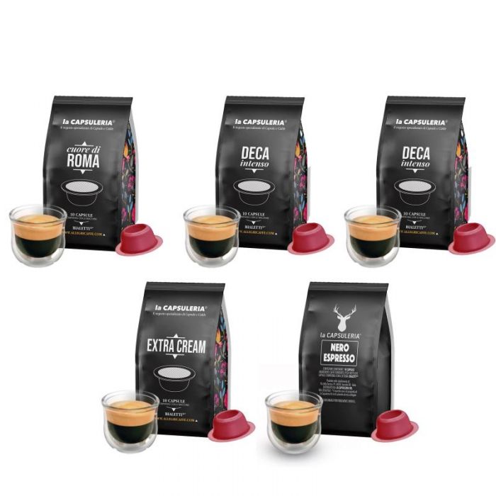 Kit degustare cafea cu arome si ceai, 112 capsule compatibile Lavazza a  Modo Mio, La Capsuleria