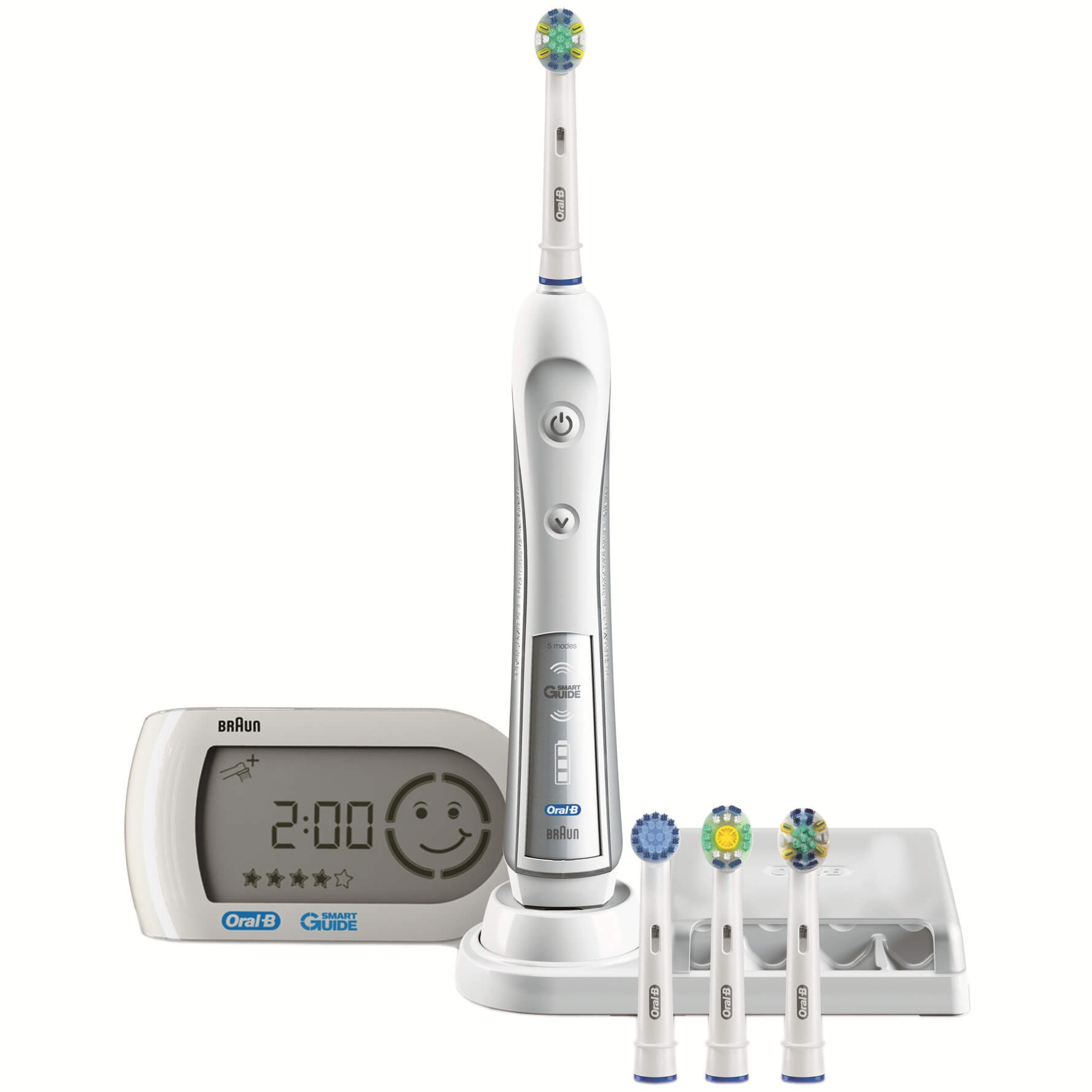 Periuta de dinti electrica Braun Oral-B D34.545 Triumph + Smartguide, 8800 oscilatii, 5 programe, 4 capete, functie albire, Alb