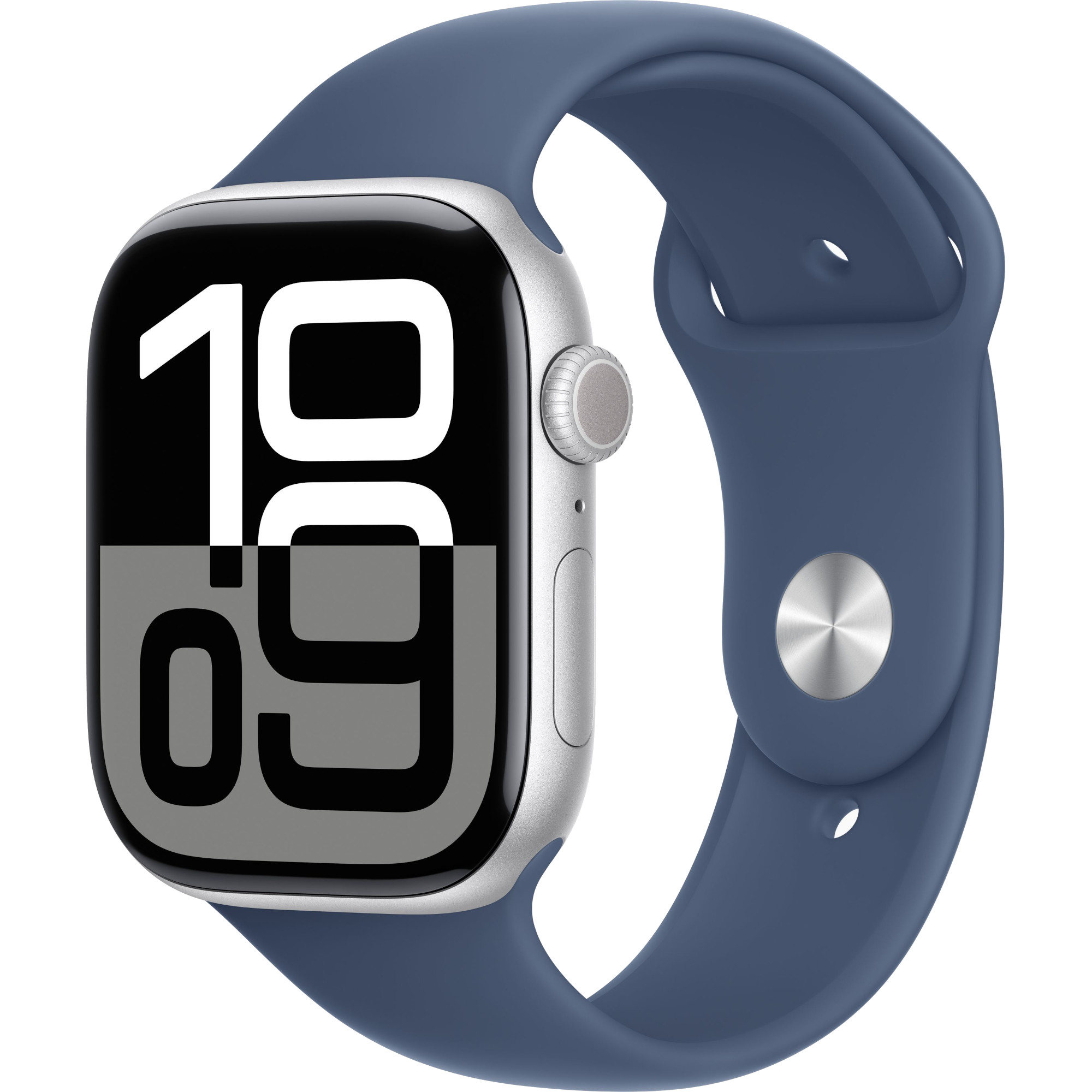 Apple Watch Series 10 , GPS, 46mm Silver Aluminium Case, Sport Band, Denim, M/L