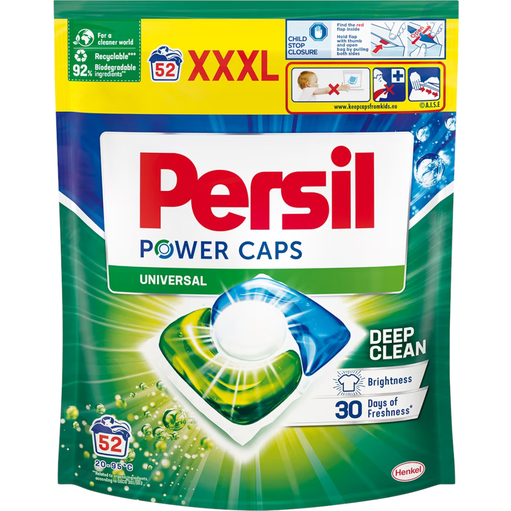 Detergent de rufe capsule Persil Power Caps Universal, 52 spalari