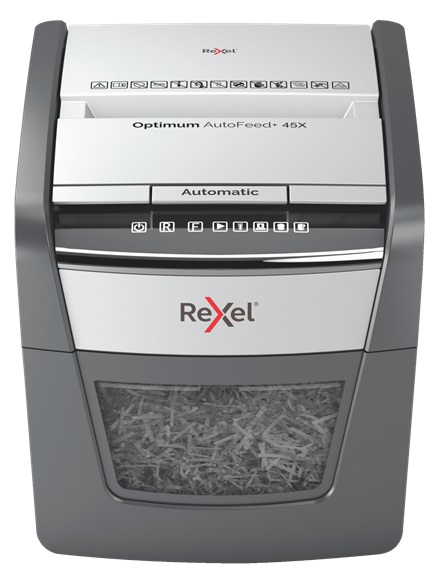 Distrugator Documente Automat Rexel Optimum 45x, P4, Cross-cut (confeti), 45 Coli, Cos 20l