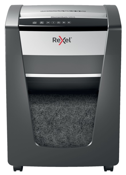 Distrugator Documente Manual Rexel Momentum M515, P5, Micro-cut (particule), 15 Coli, Cos 30l, Negru