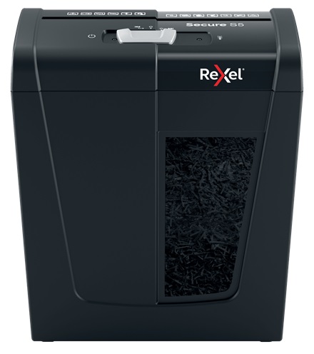 Distrugator Documente Manual Rexel Secure S5, P2, Strip-cut (fasii), 5 Coli, 10l, Negru