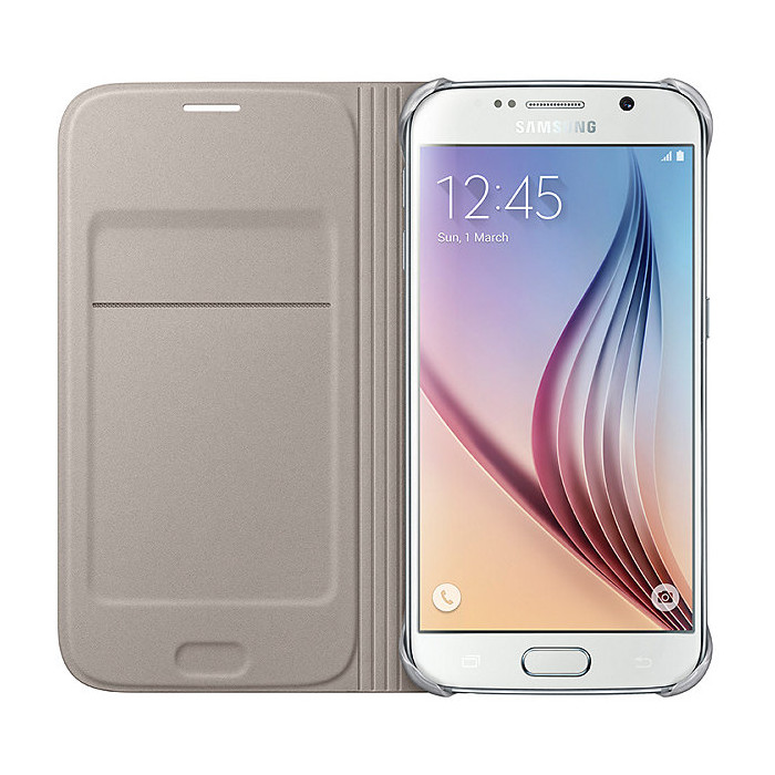 Husa Flip Wallet Samsung pentru Galaxy S6, Gold