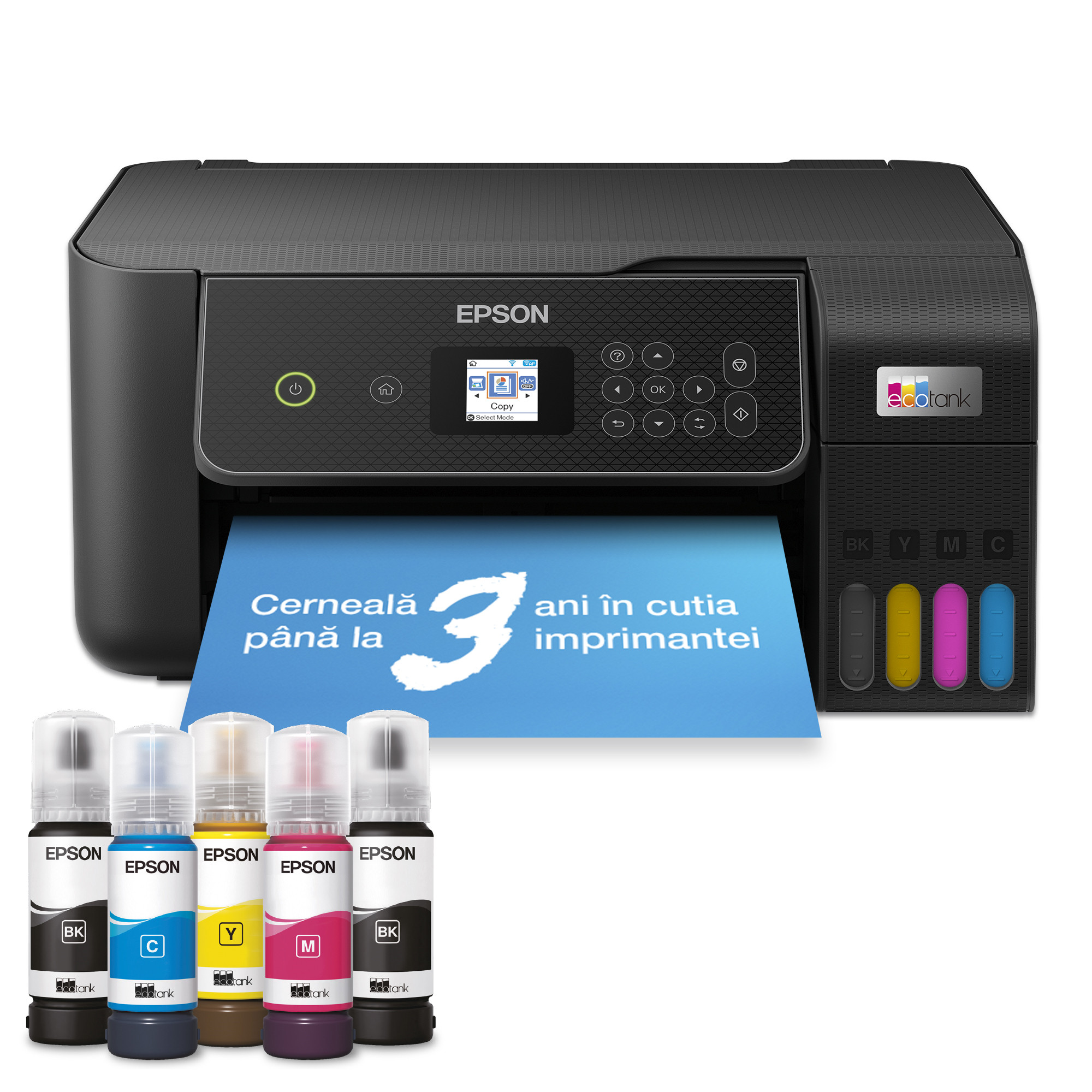 Multifunctional inkjet color Epson EcoTank L3280, A4, USB, Wireless, Negru