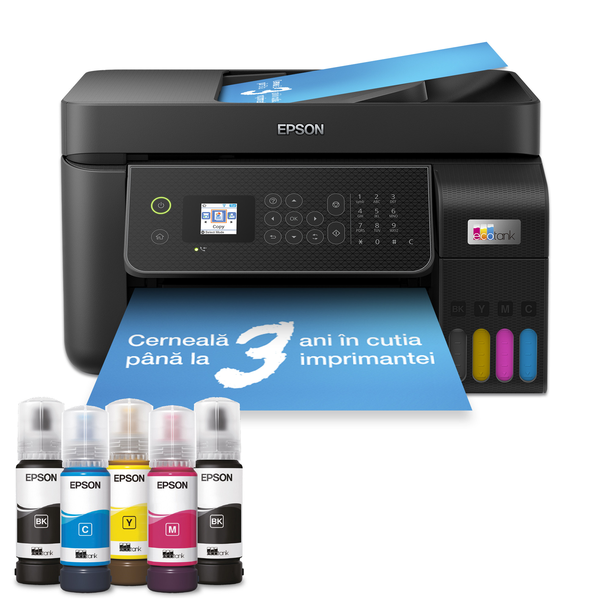 Multifunctional inkjet color Epson EcoTank L5310, A4, USB, Wireless, Negru