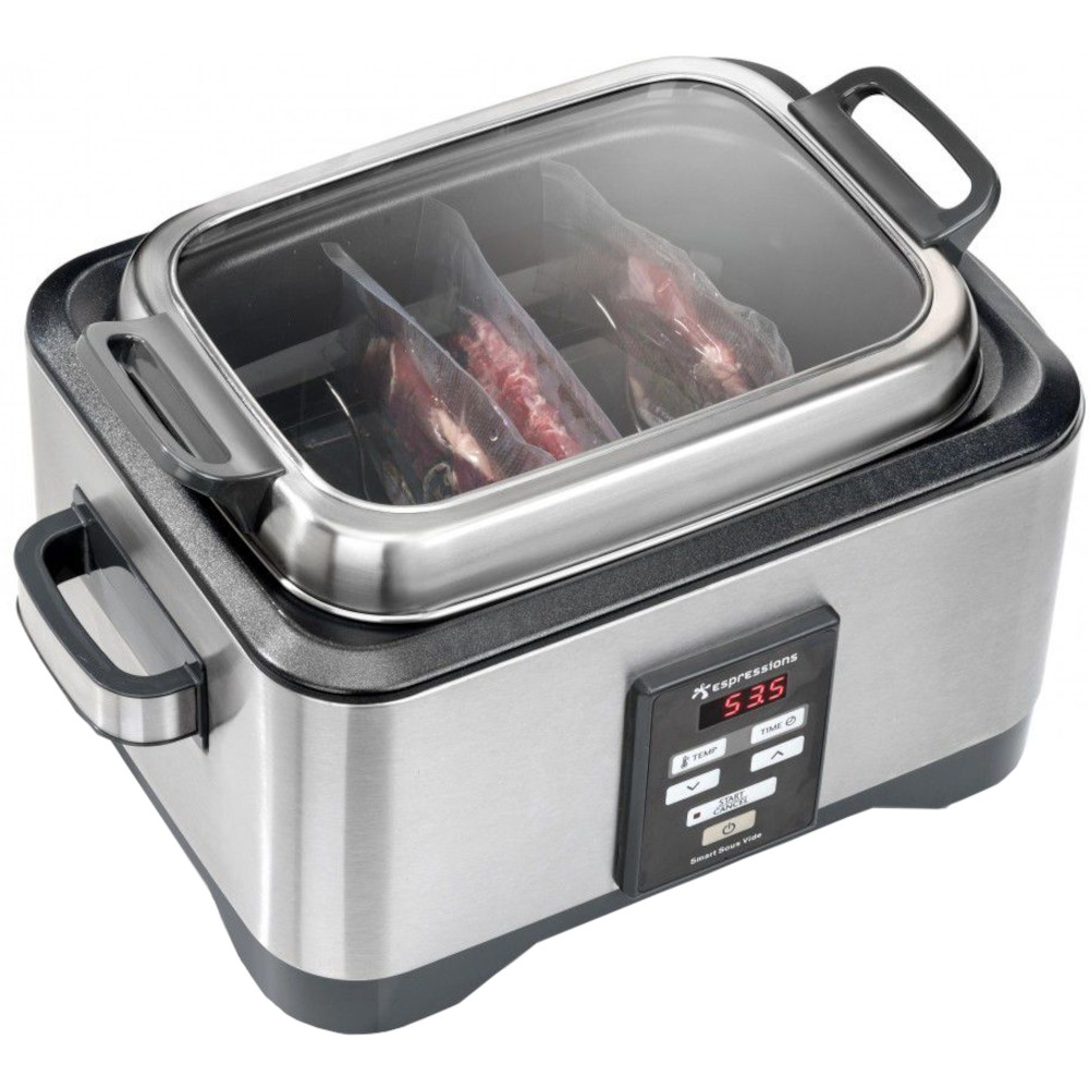 Aparat de gatit Sous Vide Smart sous-vide Espressions, 700W, 5,5 litri, display LED, Negru/Inox