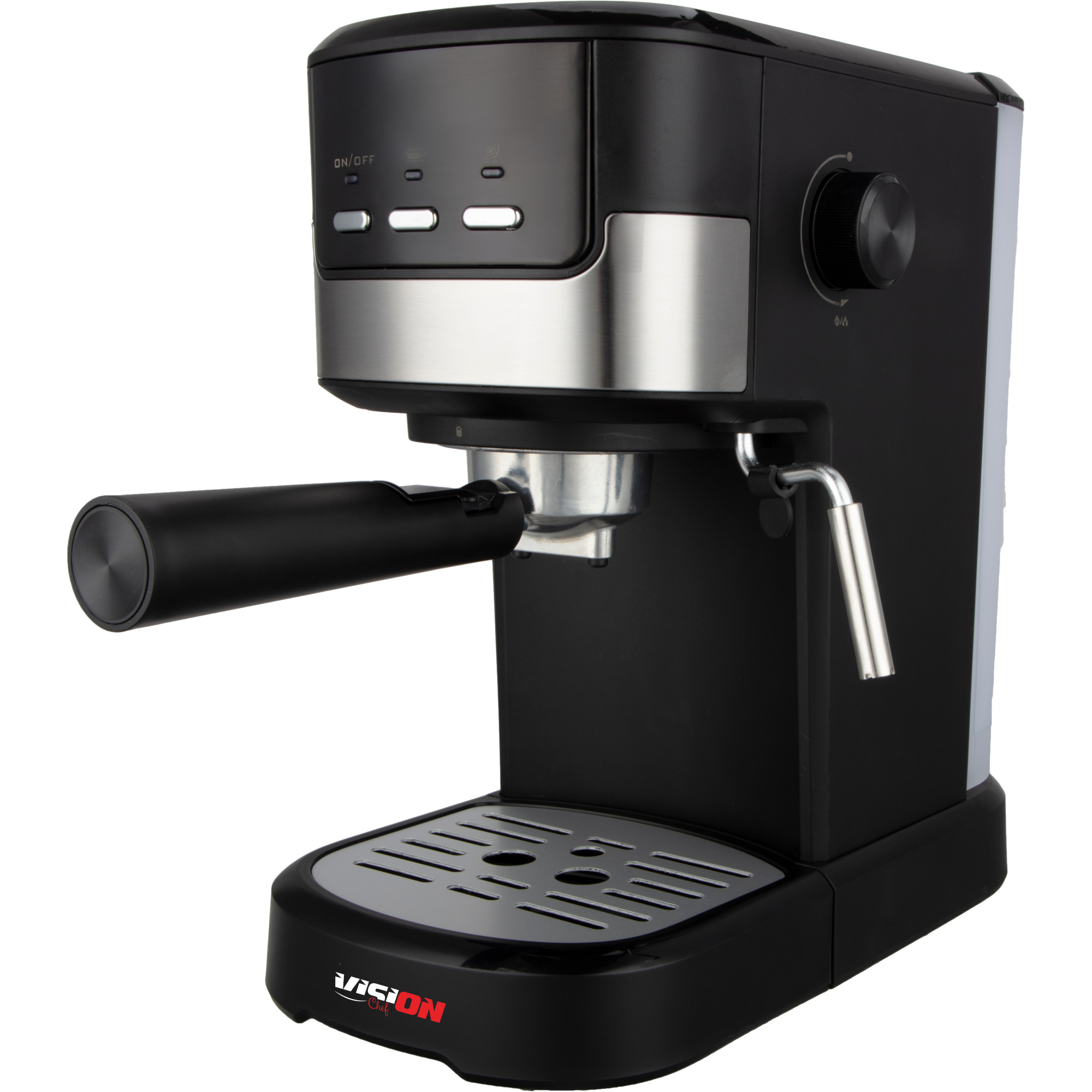 Espressor manual Vision Chef VEM15N, 750 W, 15 bar, Functie spumare, Filtru dublu inox, Negru/Argintiu