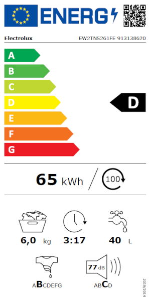 Masina de spalat rufe Electrolux EW2TN5261FE, Verticala, 6 kg, 1150 RPM, AntiAllergy, Clasa D, Alb