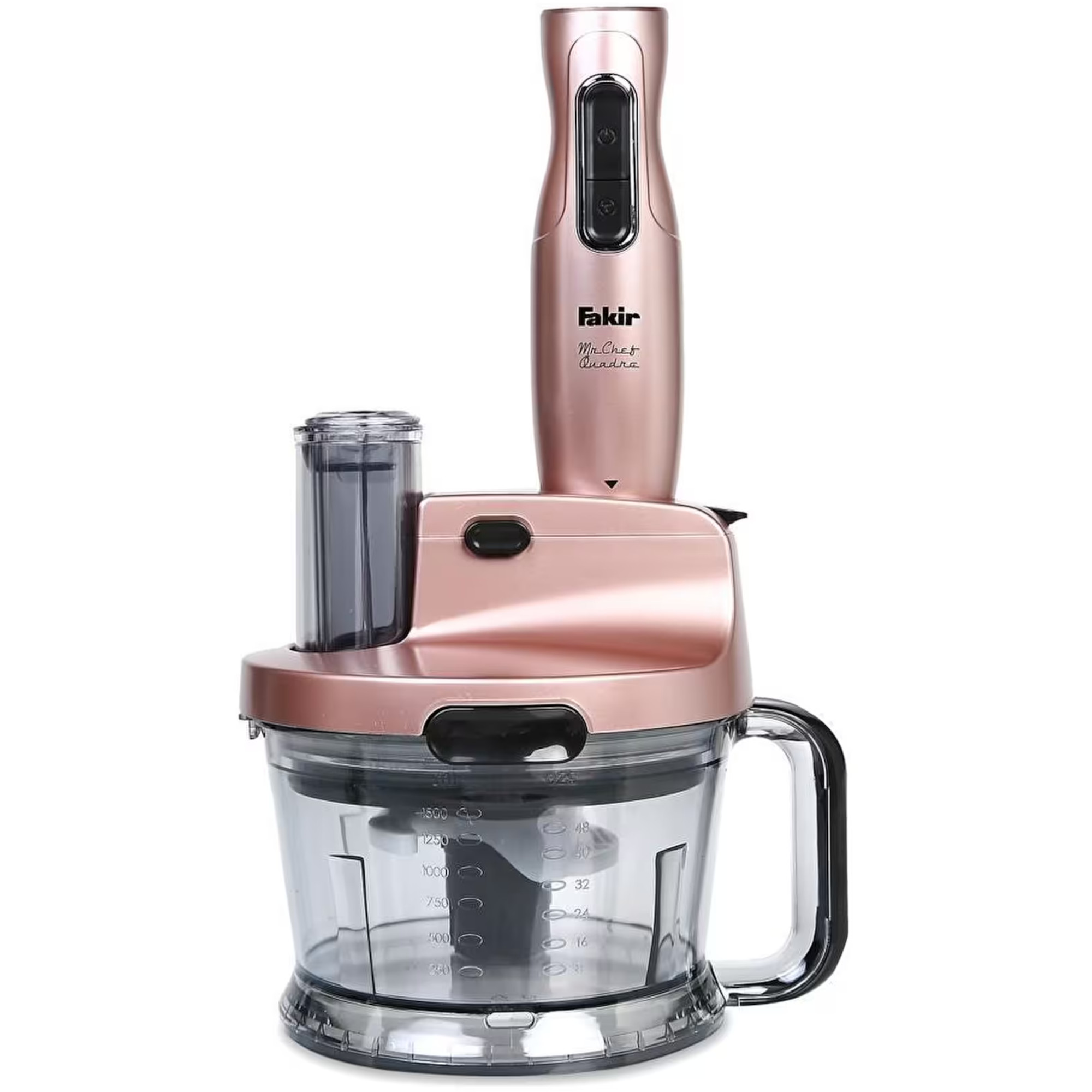 Mixer vertical Fakir Mr. Chef Quadro, 1000 W, Tocator 1,5l, Teluri inox, Tija cu 4 lame inox, Vas 900 ml, Roz