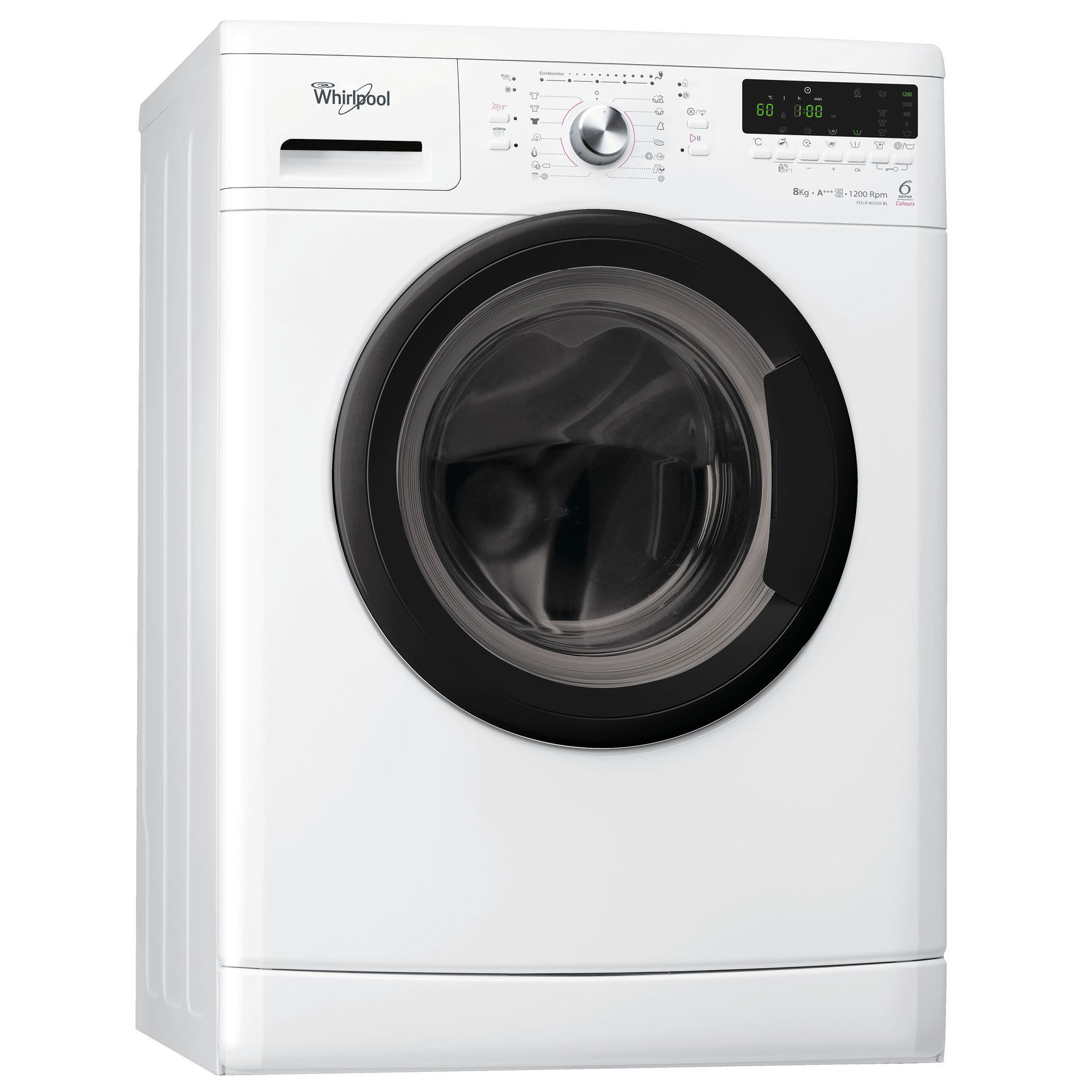 Masina de spalat rufe Whirlpool FDLR 80250 BL 6th Sense Colours, 1200 RPM, 8 kg, Clasa A+++