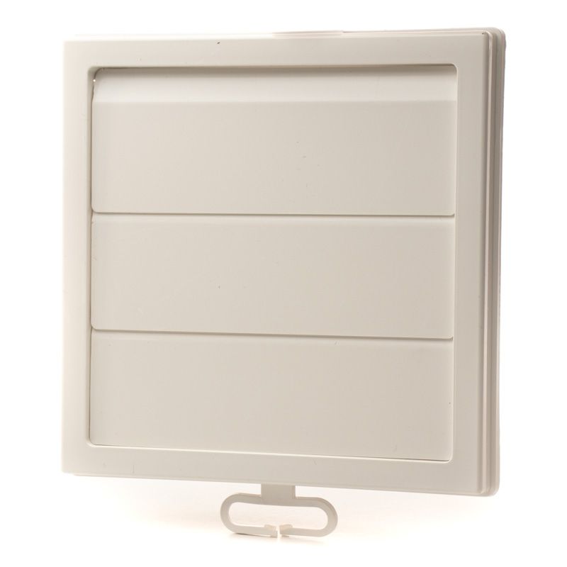 Grila ventilatie Ø125mm patrata cu jaluzele gravitationale, exterior, 150x150, ASA plastic Beige