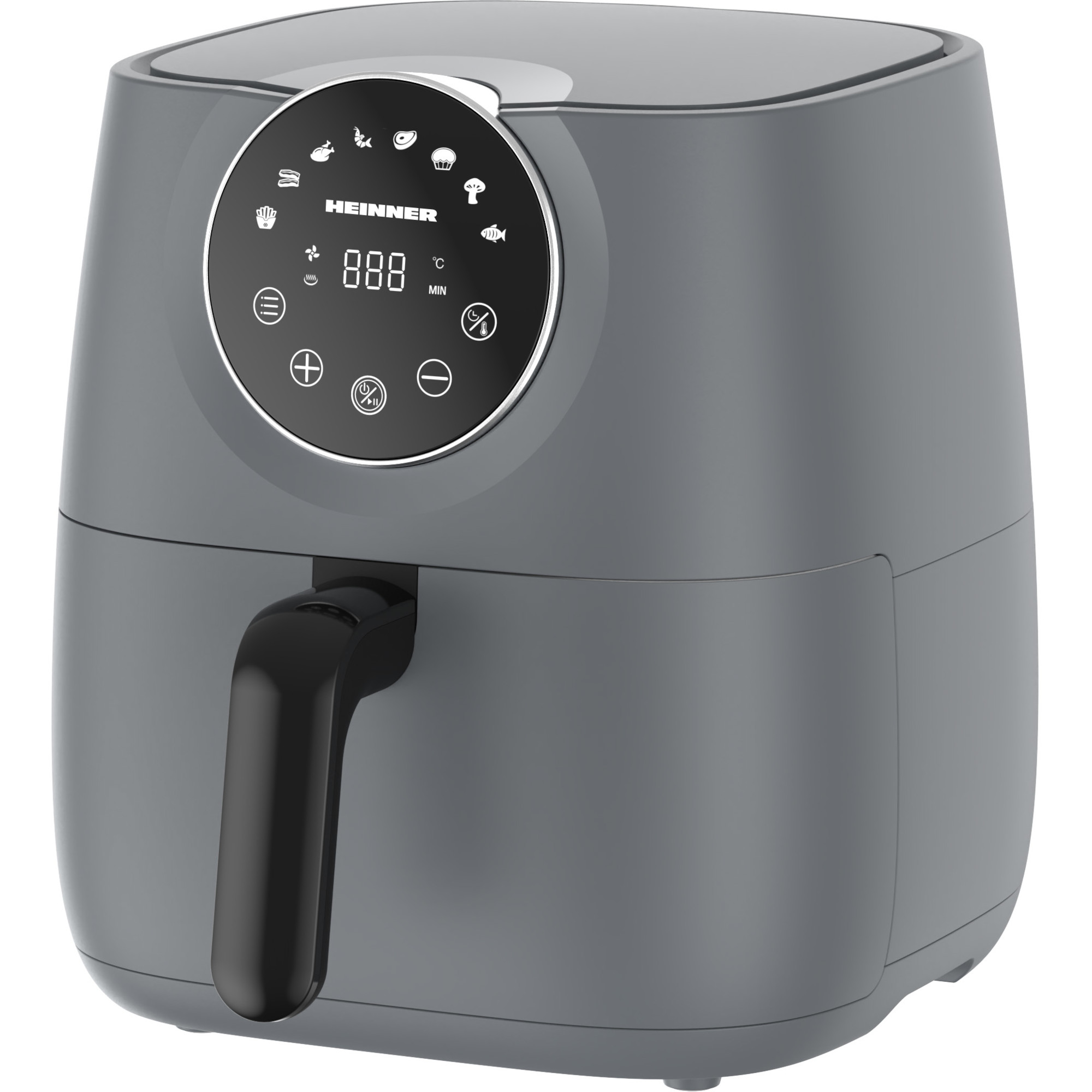 Friteuza cu aer cald Heinner SmartFry HAF-B6GREY1700, 1700 W, 5.7 l, Suport detasabil teflonat, Afisaj digital, Temporizator, Gri antracit