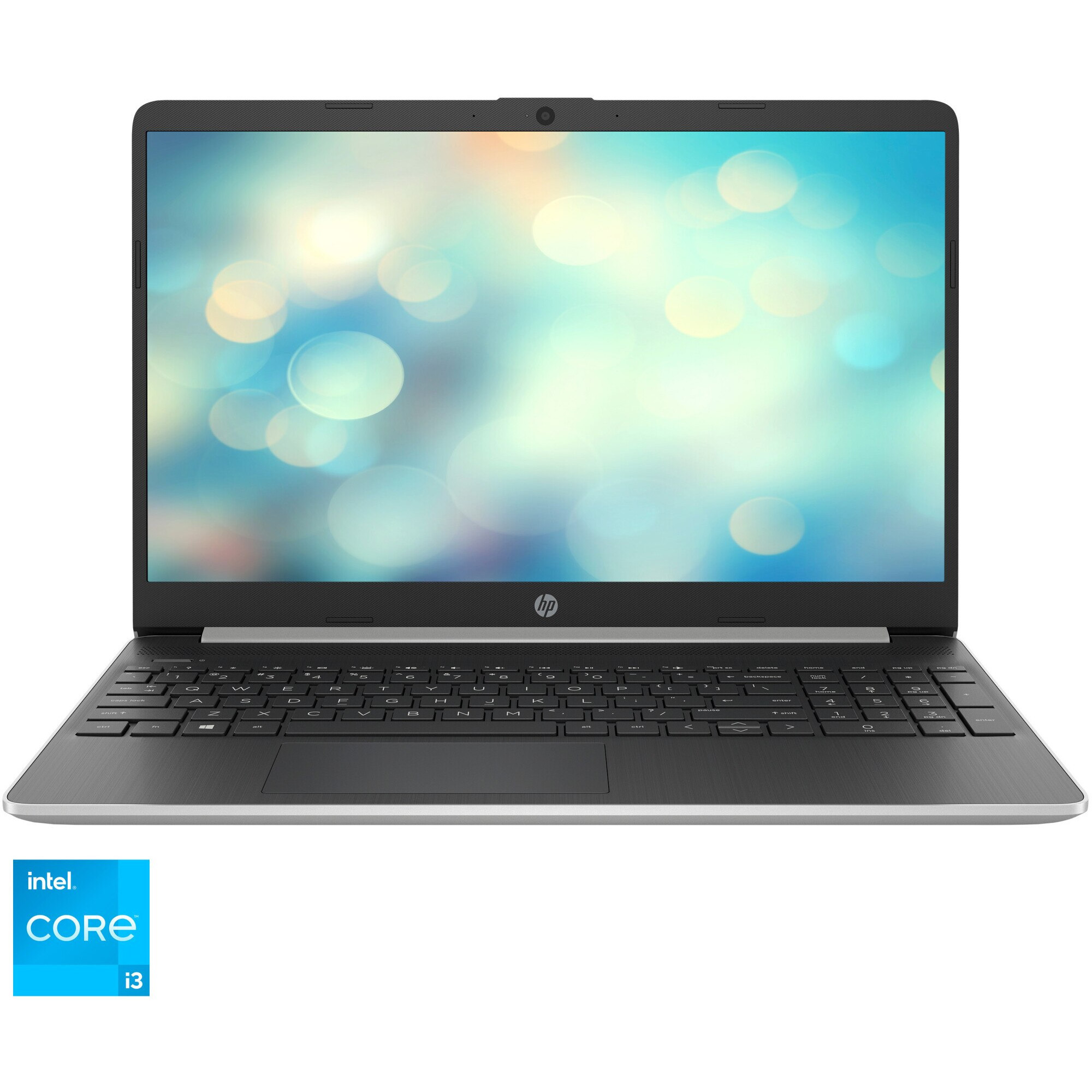 Laptop HP 15s-fq2024nq, 15.6", Full HD, Intel Core i3-1115G4, 8GB RAM, 256GB SSD, Intel UHD, No OS, Argintiu