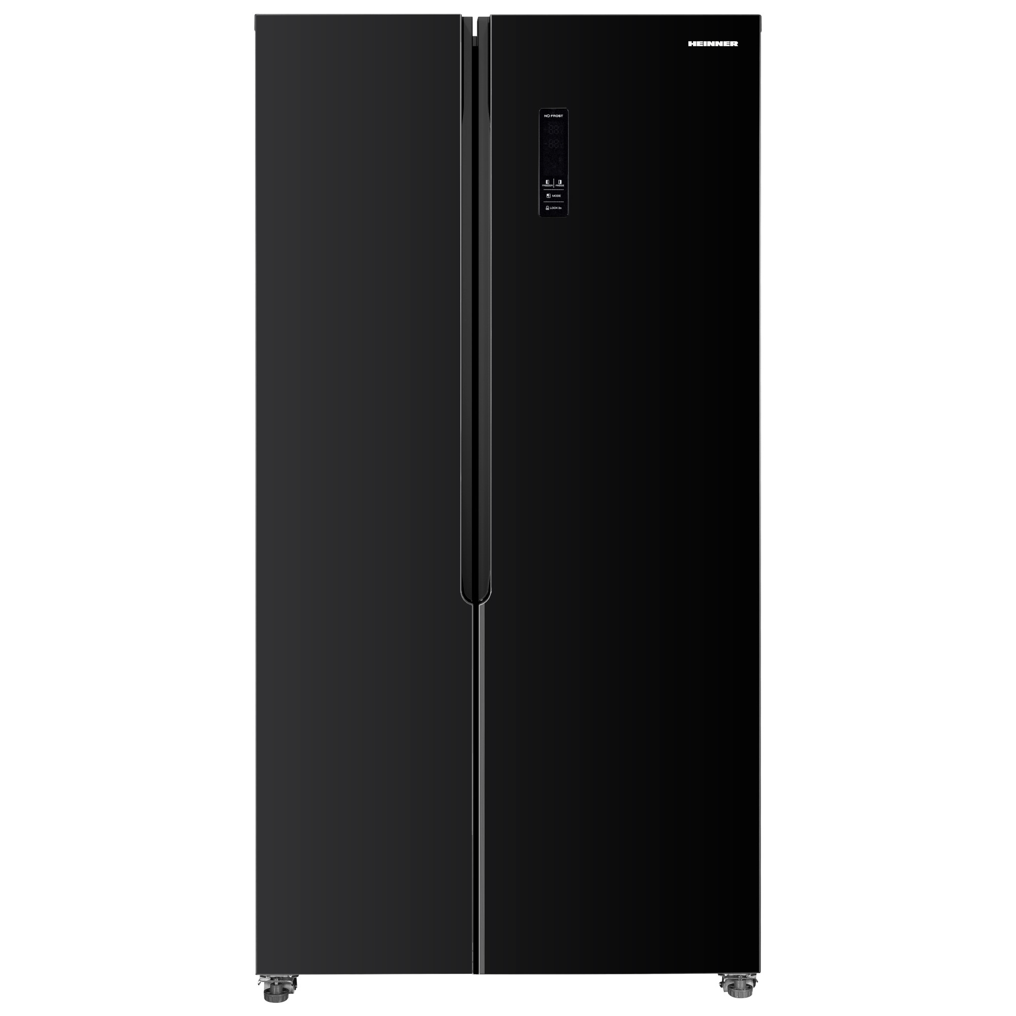 Side by side Heinner HSBS-HM442NFGBKE++, Full No Frost, 442 l, Super Cooling, Compresor Inverter, Negru