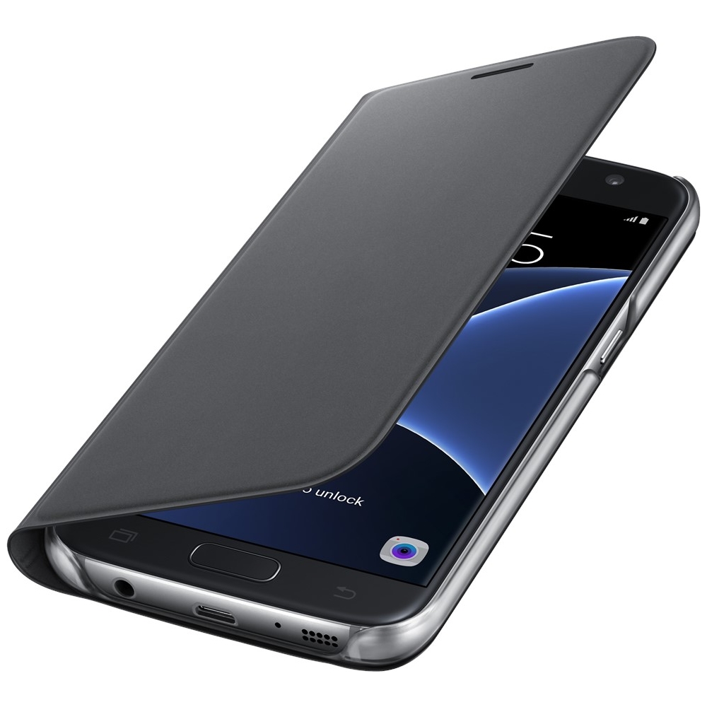 Husa Flip Wallet PU Samsung pentru Galaxy S7, Negru
