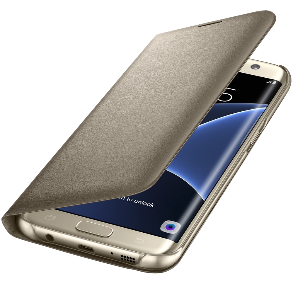 Husa Led View Cover Samsung pentru Galaxy S7 Edge, Auriu