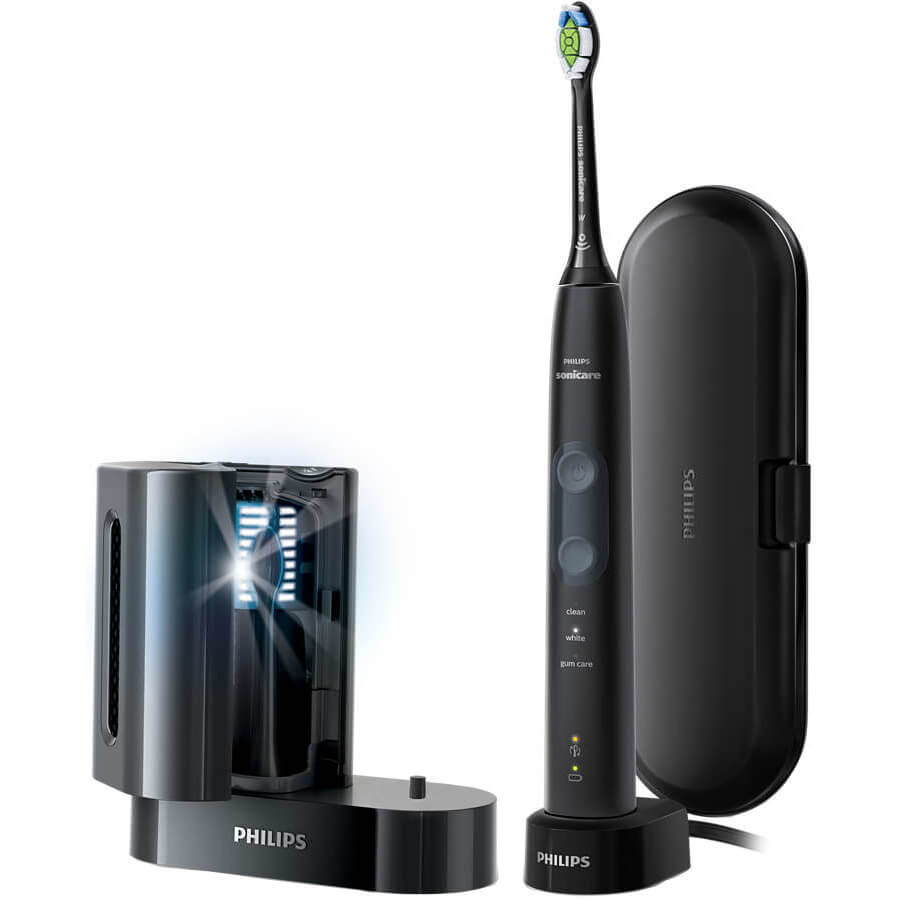 Periuta de dinti electrica Philips Sonicare ProtectiveClean 5100 HX6850/57, 62000 oscilatii, 3 programe, 1 capat, Negru