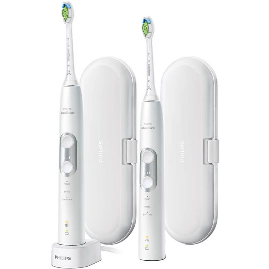 Periuta de dinti electrica Philips Sonicare ProtectiveClean 6100 HX6877/34, 62000 oscilatii, 3 programe, 2 capete, Alb