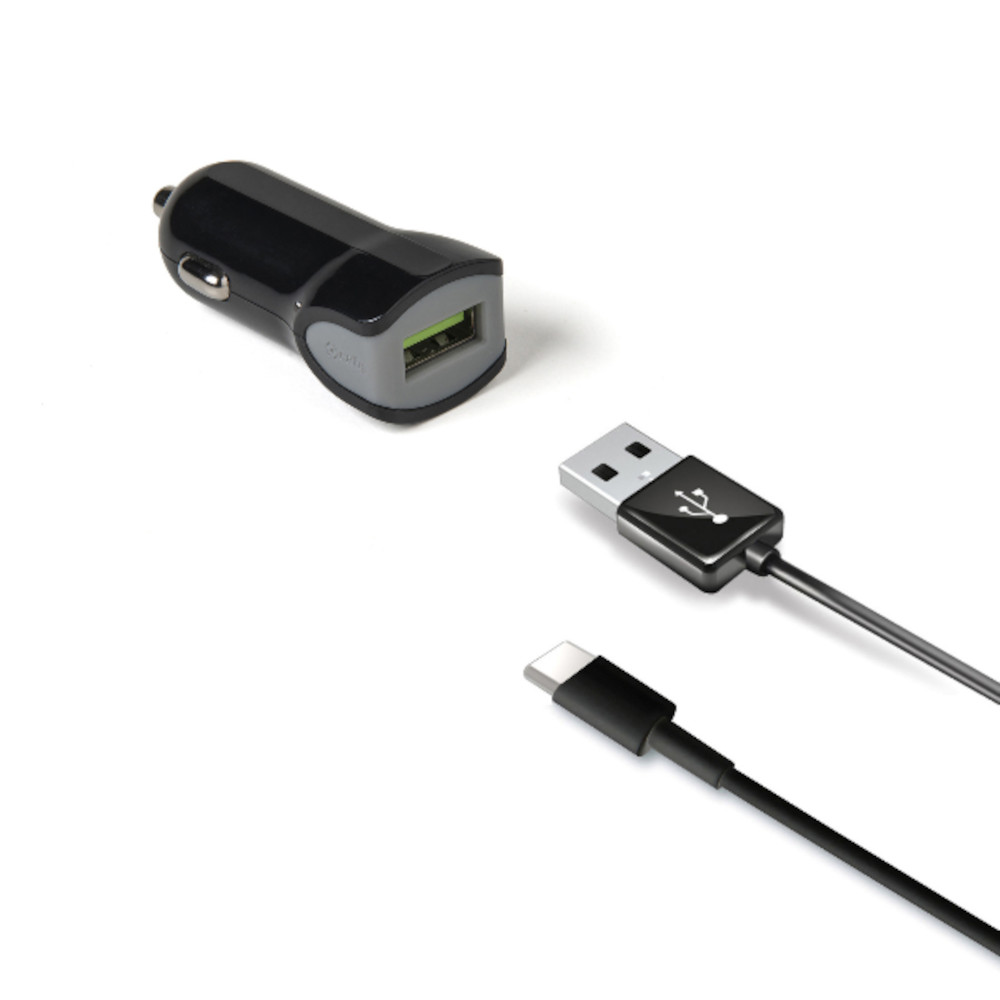 Incarcator auto Celly USB A - USB C, Incarcare rapida, 12W, 2.4A, Negru