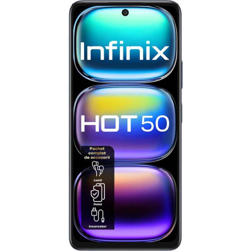 Telefon mobil Infinix Hot 50 X6882, 8GB RAM, 128GB stocare, 4G, Sleek Black