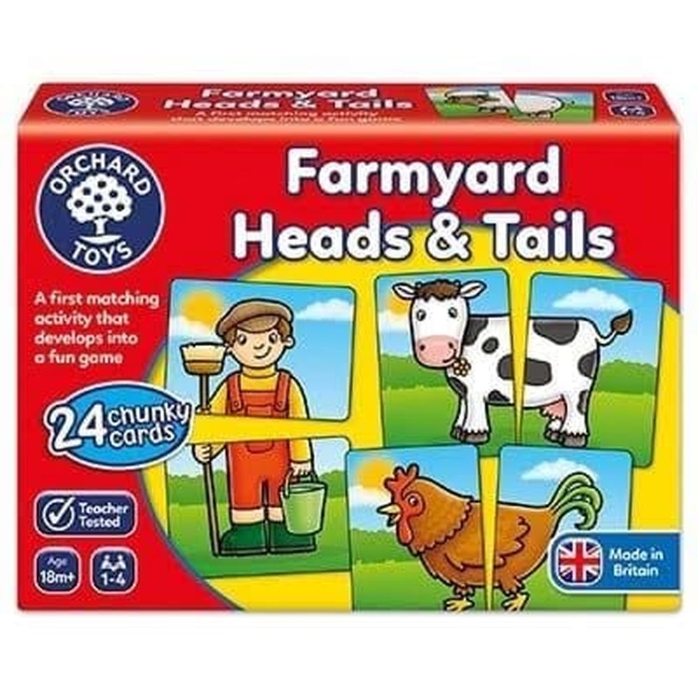 Joc educativ asociere - Prietenii De La Ferma - Farmyard Heads & Tails