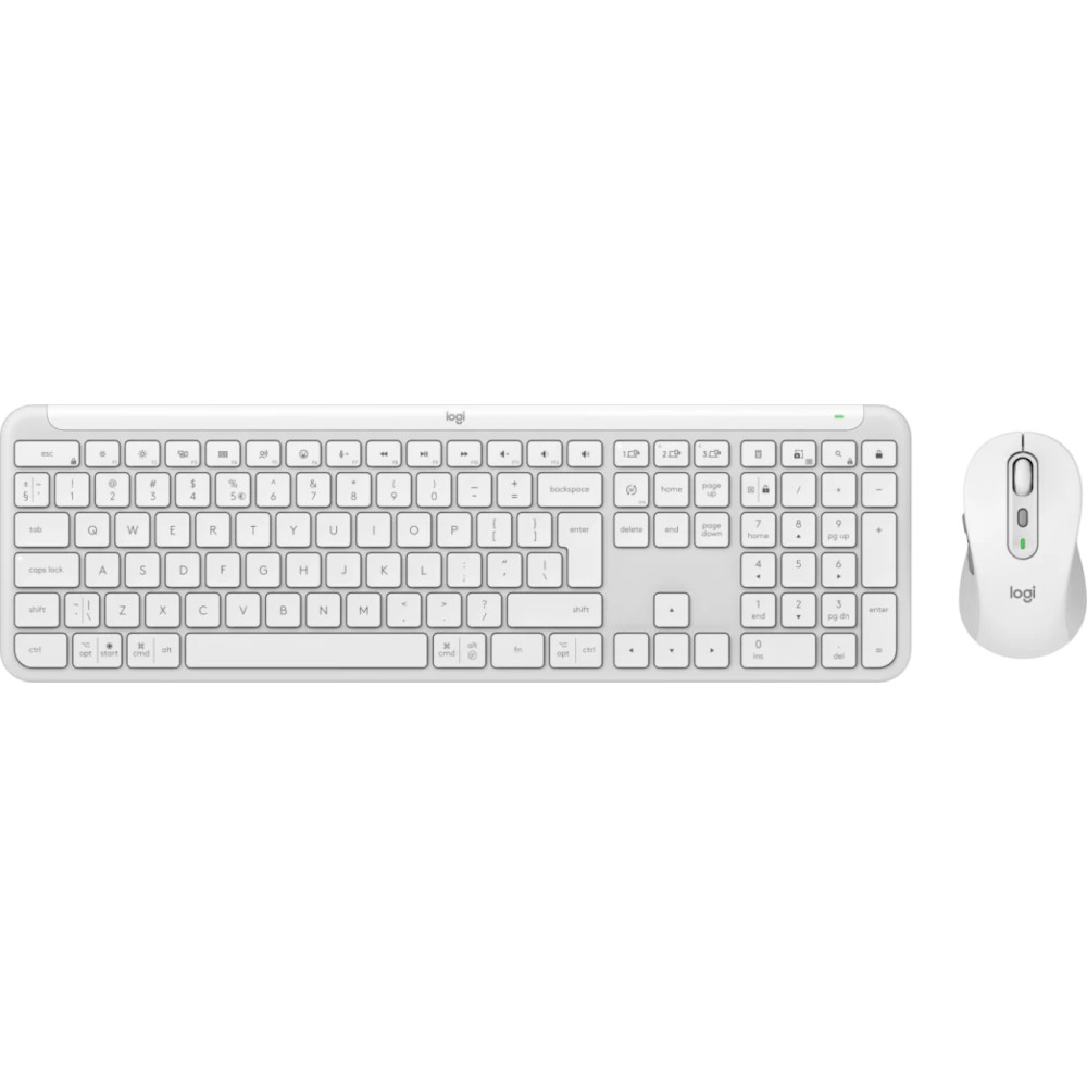 Kit Logitech Tastatura + Mouse Wireless Signature Slim MK950, Easy-Switch, Alb