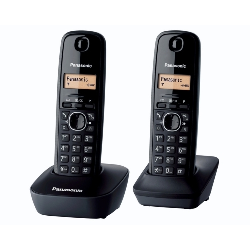 Telefon fara fir DECT Panasonic Twin KX-TG1612FXH cu 2 receptoare, Caller ID, Negru