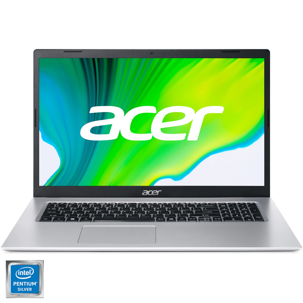 Laptop Acer Aspire 3 A317-33, 17.3 inch, Full HD, Intel Pentium Silver N6000, 8GB, 512GB SSD, Intel UHD Graphics, Free Dos, Silver