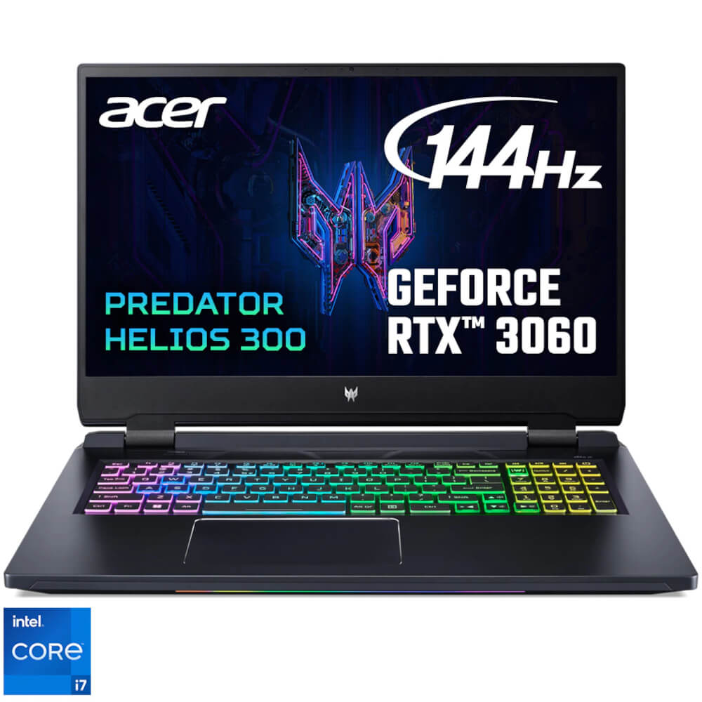 Laptop Gaming Acer Predator Helios 300, 17.3", Full HD, Intel Core i7-12700H, 16GB RAM, 512GB SSD, NVIDIA GeForce RTX 3060, No OS, Abyssal Black