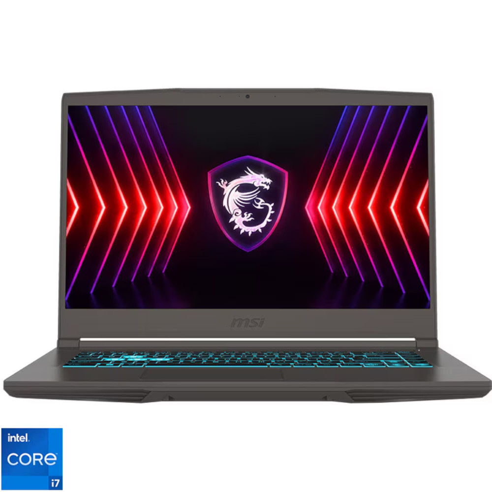 Laptop Gaming MSI Thin 15 B12UCX, Intel Core i7-12650H, 15.6 inch, IPS, Full HD, 144 Hz, 16GB DDR4, 512GB SSD, nVidia GeForce RTX 2050 4GB GDDR6, No OS, Gray Cosmos