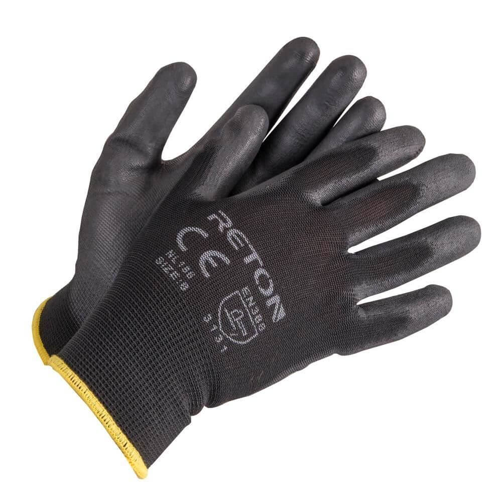 Manusi Protectie PROTEK, Tricot din Nylon si Poliuretan, Marimea 10, Negre