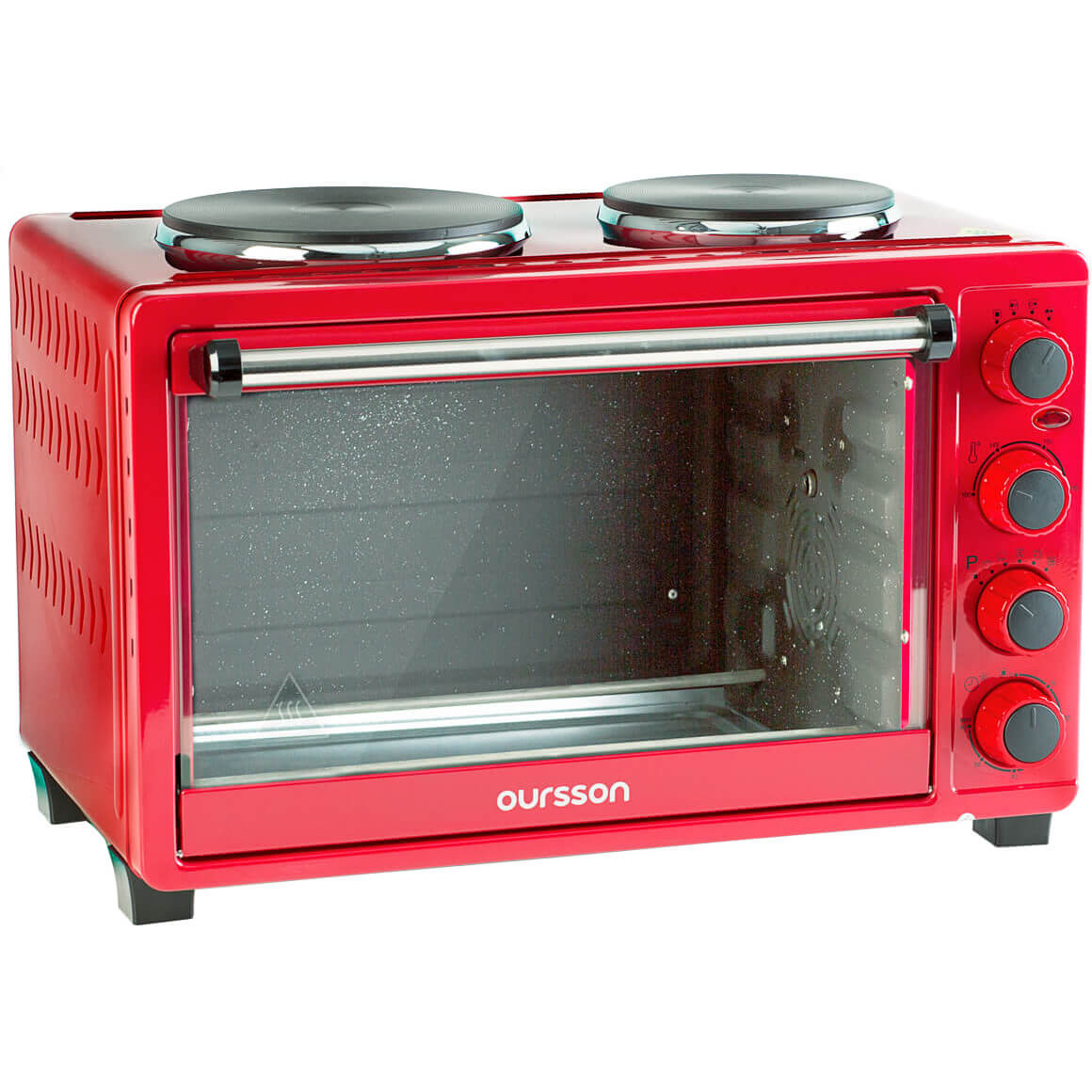 Cuptor electric cu 2 plite Oursson MO3030/RD, 1500 W, 30 L, Grill, Rotisor