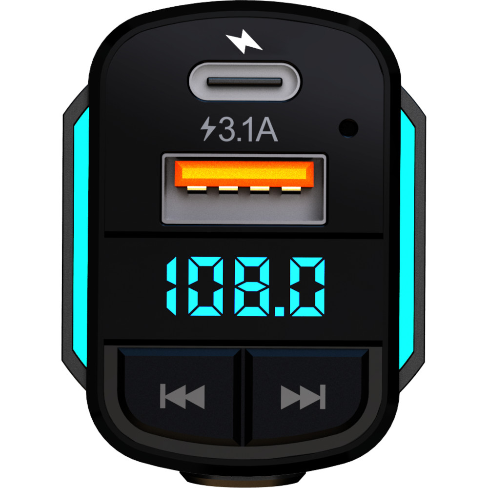 Modulator FM Akai FMT-32BT, Bluetooth, USB-A, USB-C, Lightning, Negru