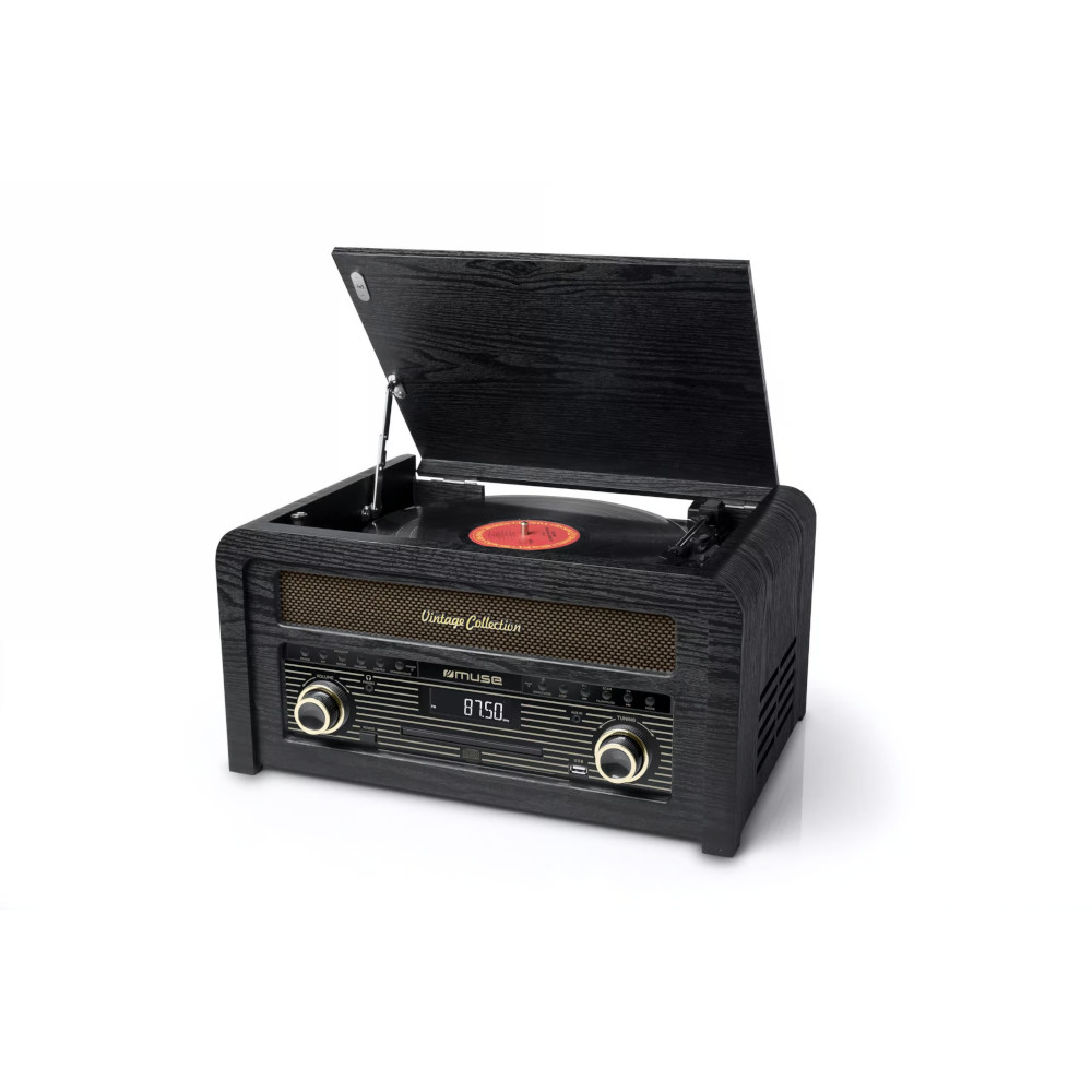 Pick-up Muse MT-115 W, Vintage Collection, 20W, USB, CD, FM, Bluetooth, Negru