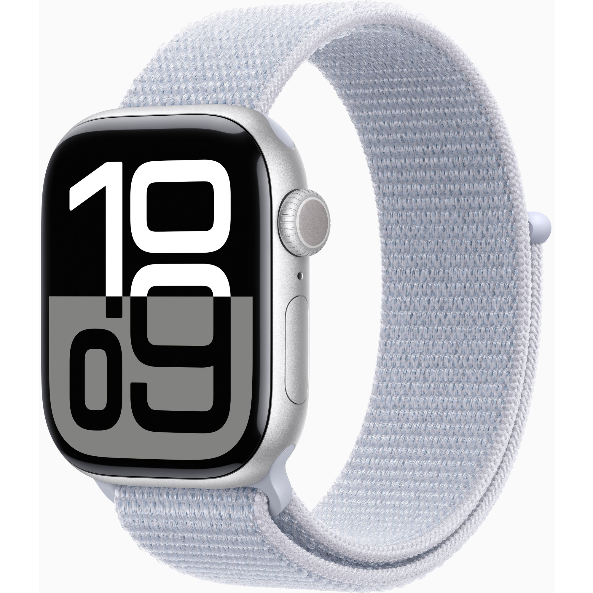 Apple Watch Series 10, GPS + Cellular, 42mm, Silver Aluminium Case, Blue Cloud Sport Loop