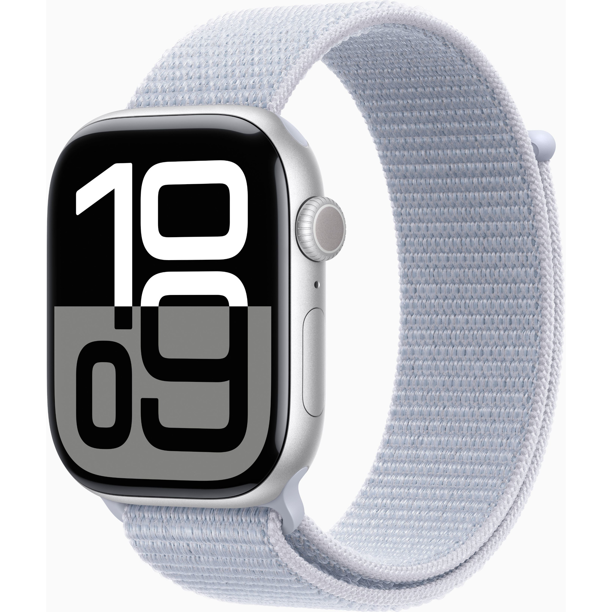 Apple Watch Series 10, GPS + Cellular, 46mm, Silver Aluminium Case, Blue Cloud Sport Loop